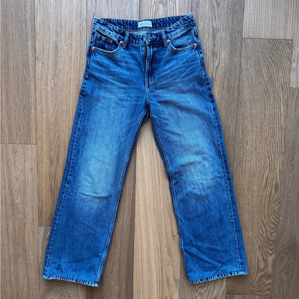 Zara TRF Women's Wide Leg Jeans in Classic Blue